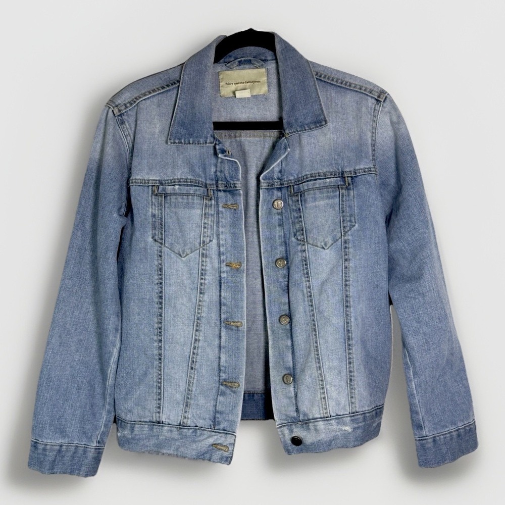 Pilcro and the Letterpress Anthropologie Denim Jacket Light Wash Blue XS Trucker